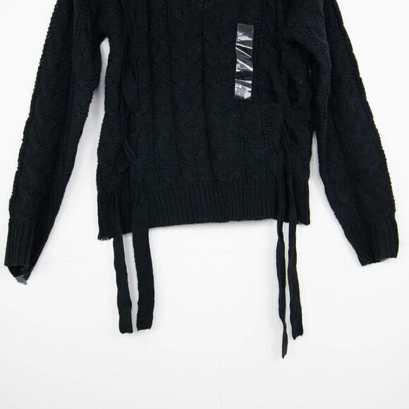NWOT Weatherproof Vintage V-neck cabled‎ sweater, black, XL - Picture 4 of 10